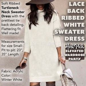 LACE BACK RIBBED WHITE SWEATER DRESS WINTER WHITE 🎉2× HOST PICK🎉